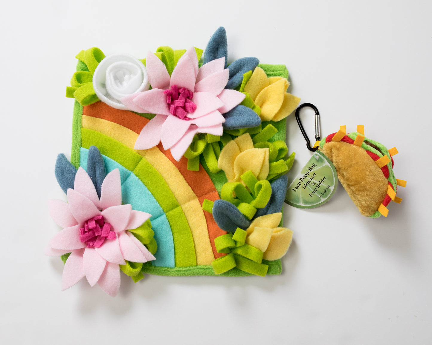 Flower Garden Snuffle Mat + Taco Poop Bag Dispenser & Poop Holder