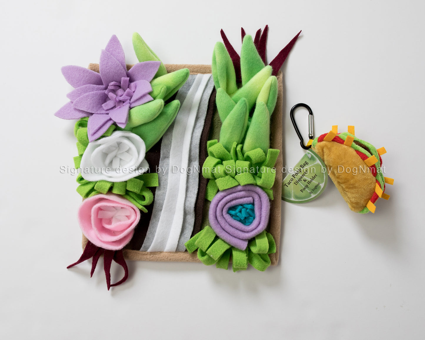 Succulent Snuffle Mat + Taco Poop Bag Dispenser & Poop Holder