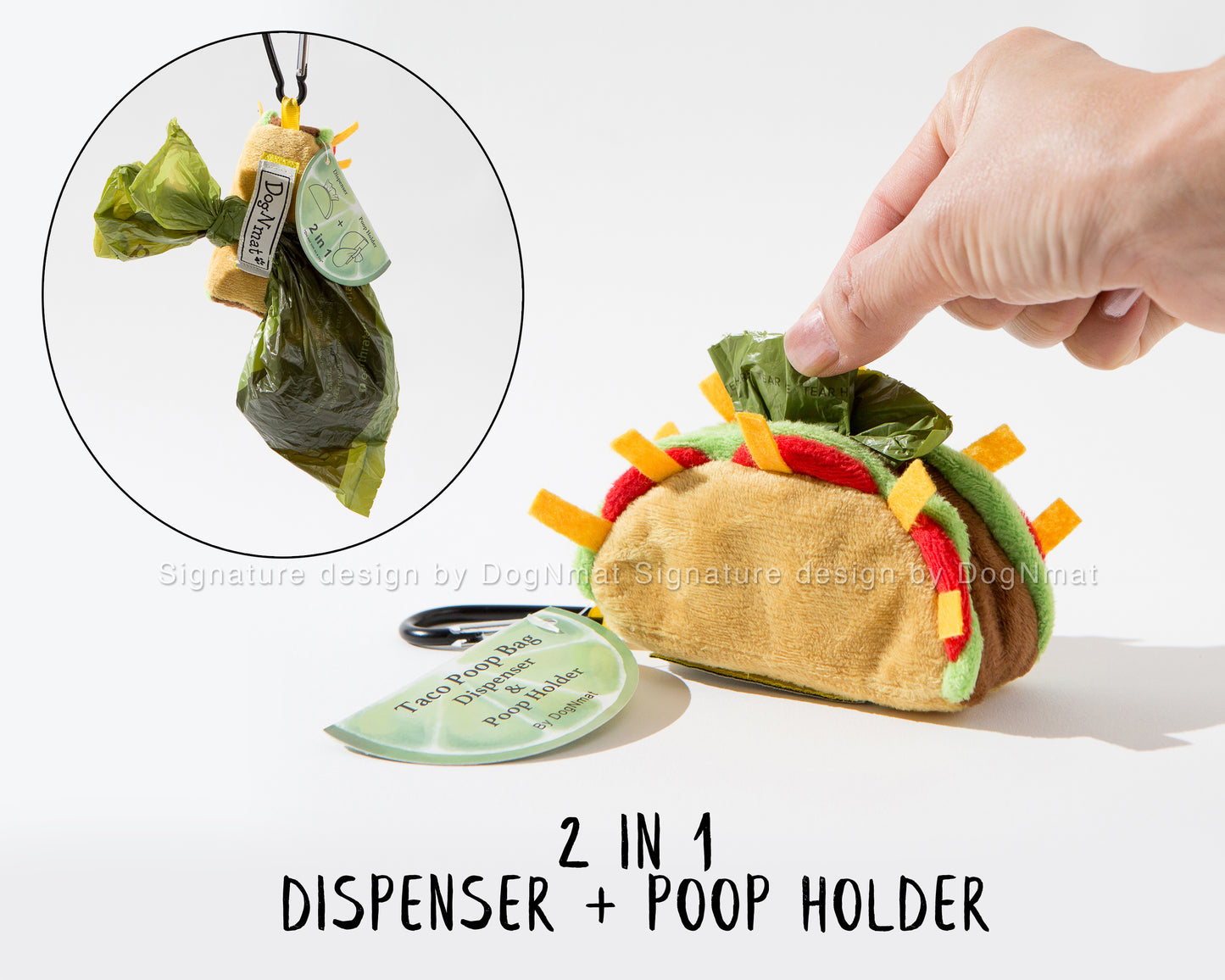 Taco Poop Bag Dispenser and Poop Holder - 2 in 1 waste bag dispenser with poop holder