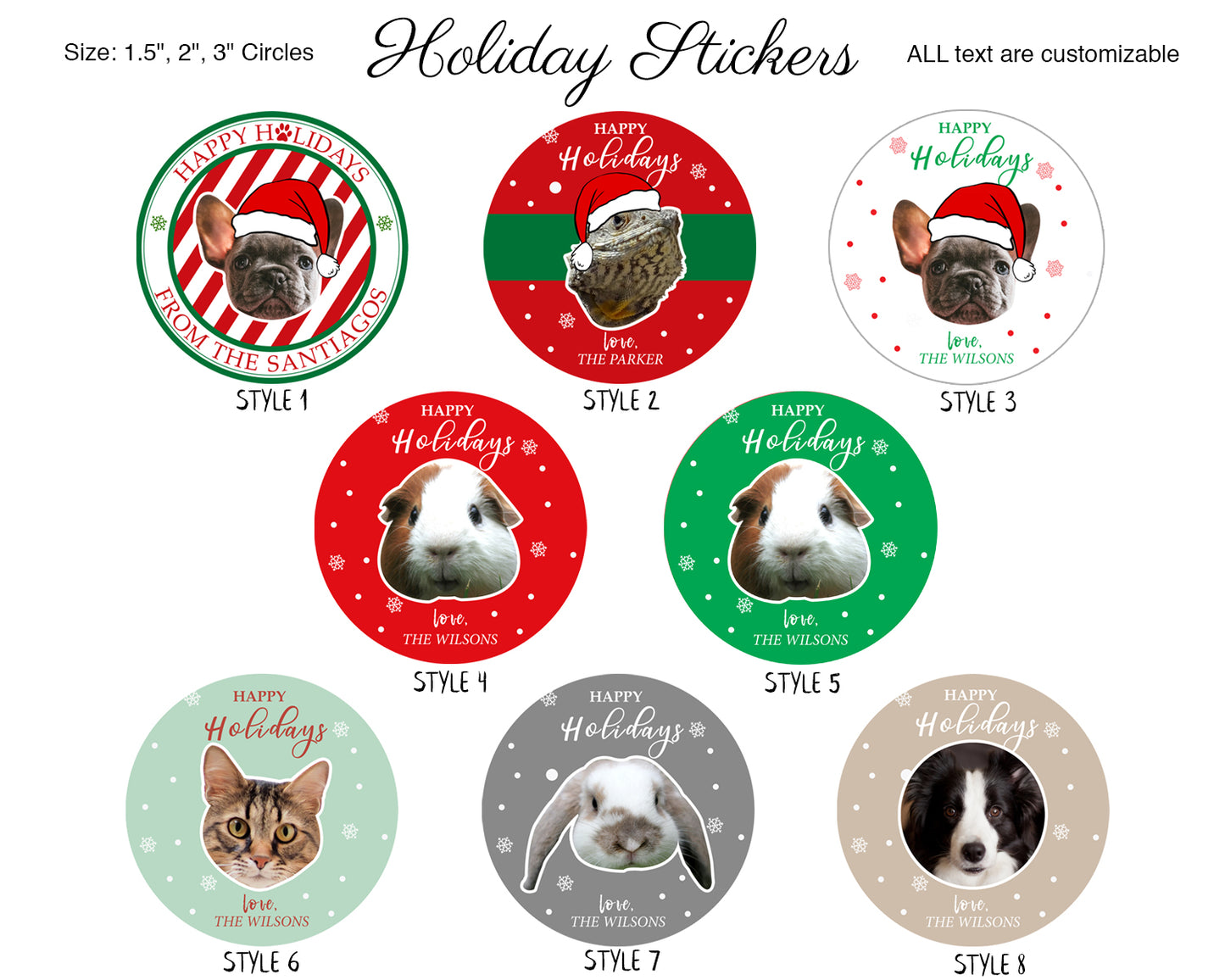 100 Personalized Custom Merry Christmas Holiday Stickers